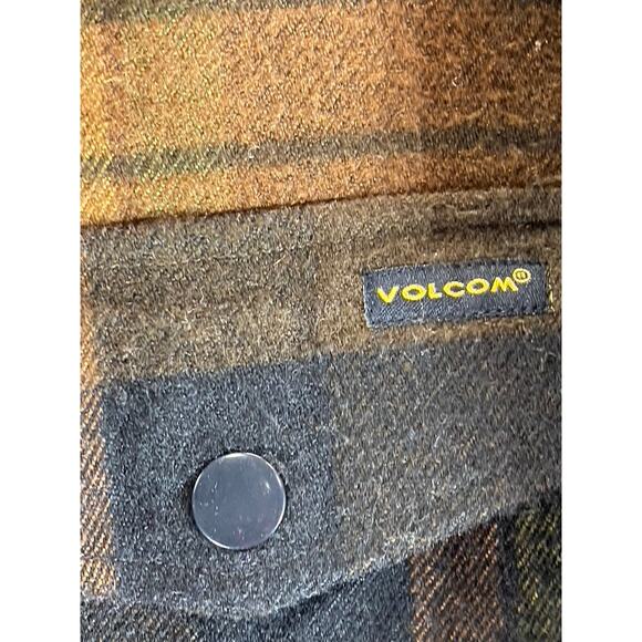VOLCOM Men's Brown Plaid Workwear Wool-Blend Button-Up Jacket SZ M - Picture 5 of 12